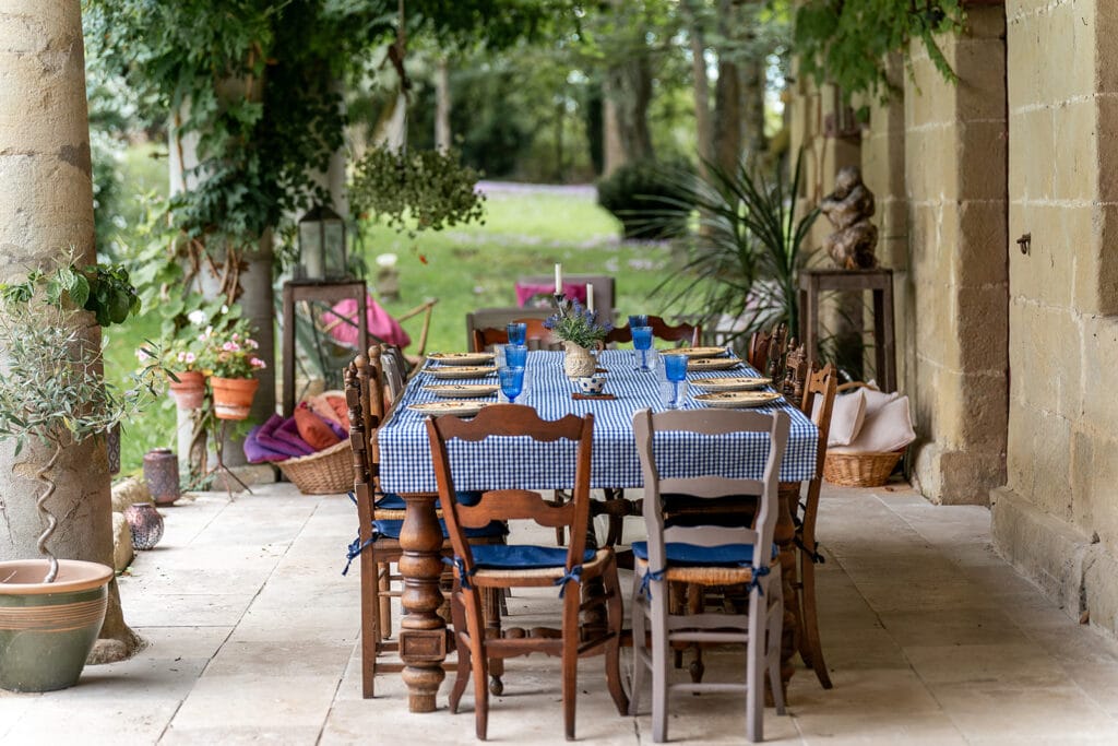 outdoor dining table and chairs on terrace