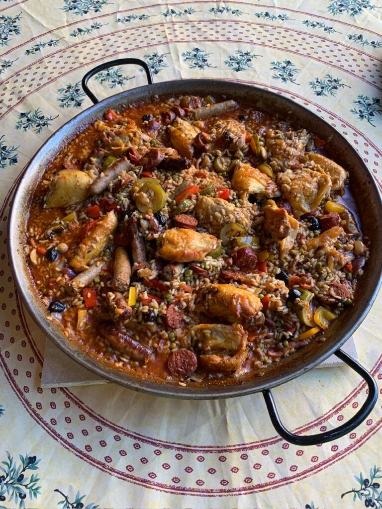 cassoulet in skillet pan